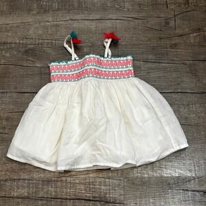 Cat Jack 2T White Smocked Dress Tassels Boho Summer Beach